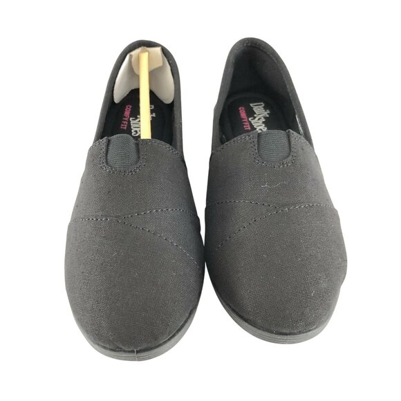 Daily Shoes Womens Canvas Flats Espadrilles Comfy Cushion Black Slip On Size 5.5 - Picture 2 of 6